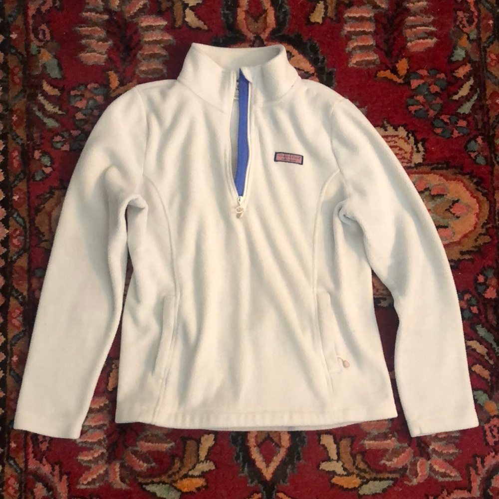 Vineyard Vines White Fleece Pullover